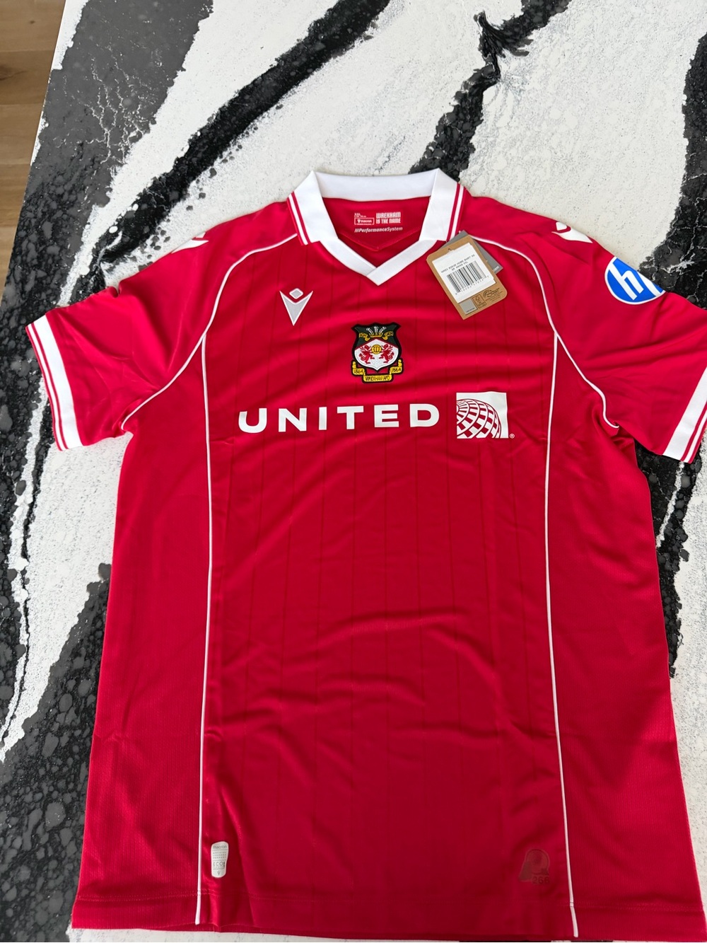 Men’s Red Football Jersey with White Trim by Macron